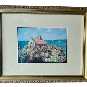 Framed Print Reproduction of Fisherman's Cottage on the Cliffs by Claude Monet